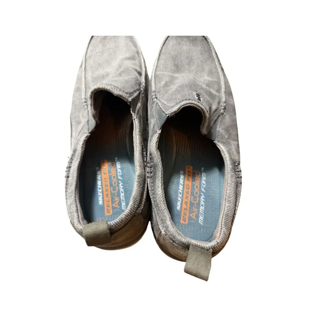 Skechers Elected Drigo Men's Relaxed Fit Charcoal Gray Canvas Loafers Size 10